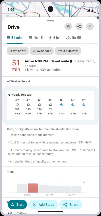 Google Maps drive info screen