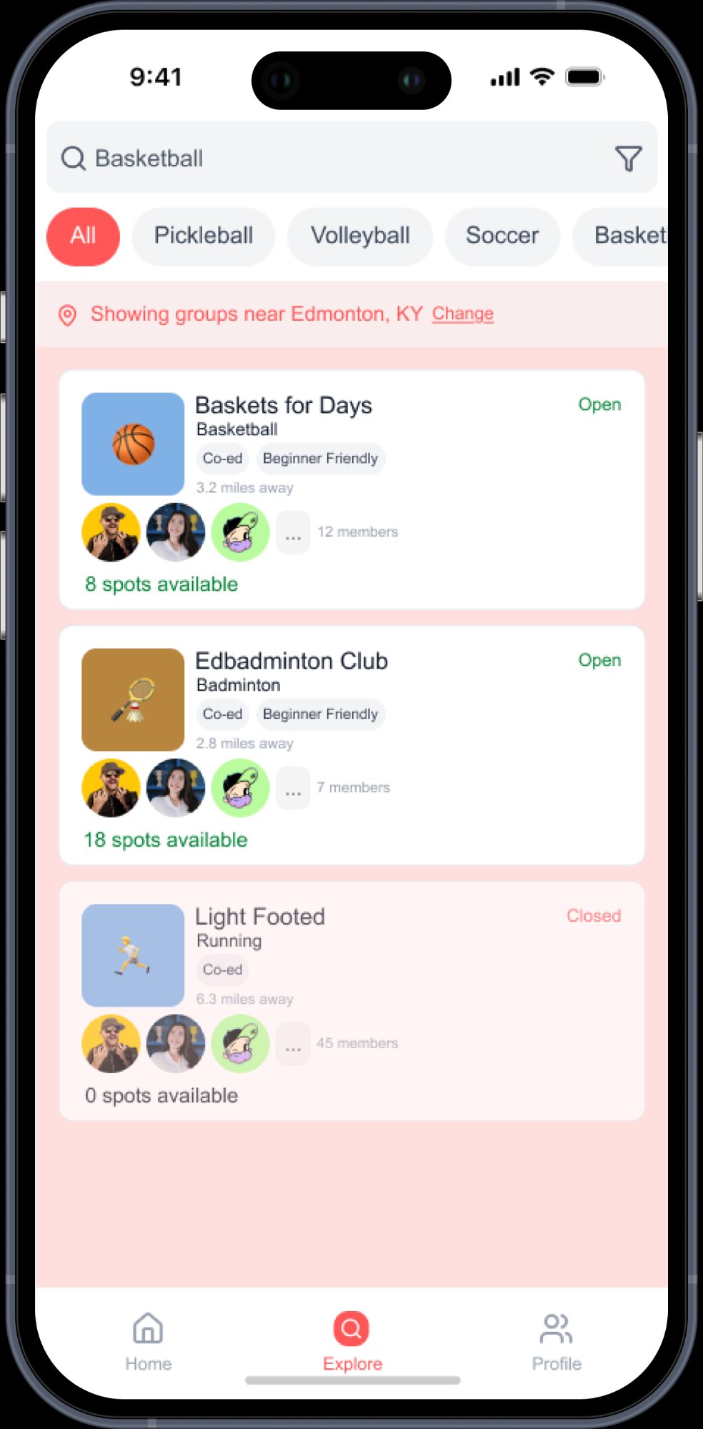 TeamReach search screen
